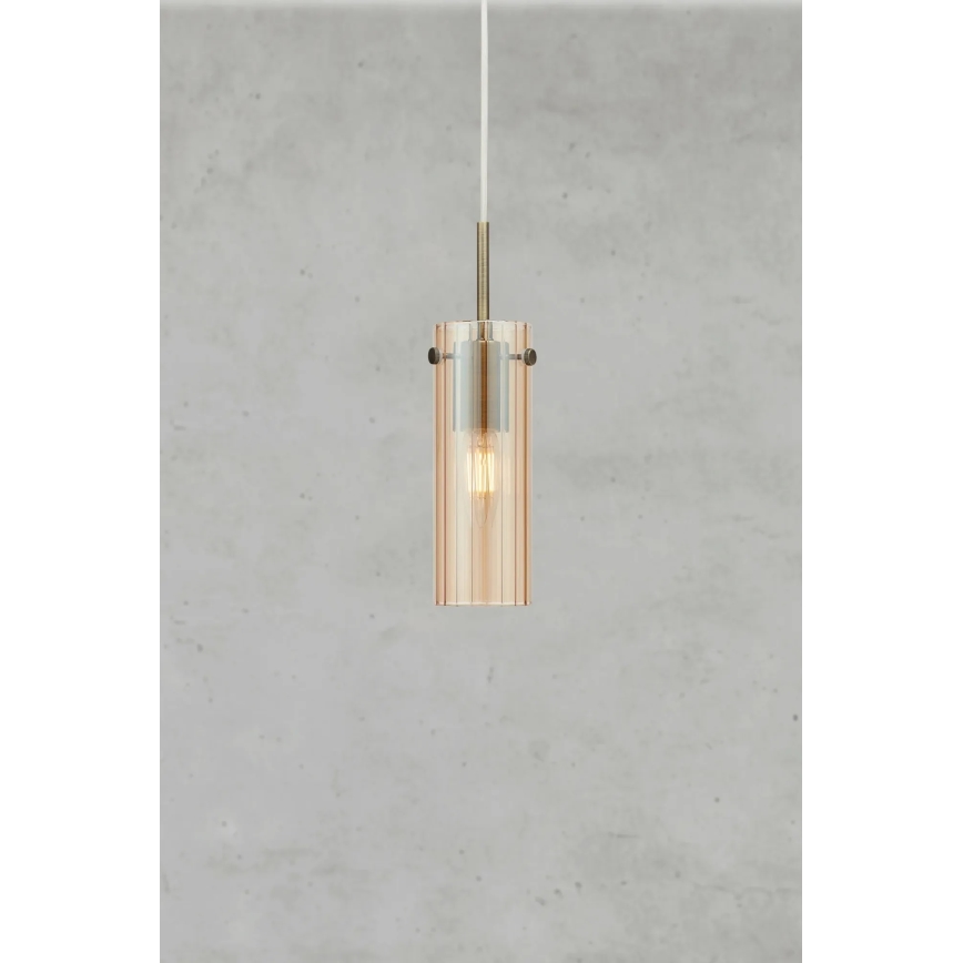 Markslöjd 109015 - Kábeles függőlámpa TIBIA 1xE14/40W/230V füstös bézs/sárgaréz