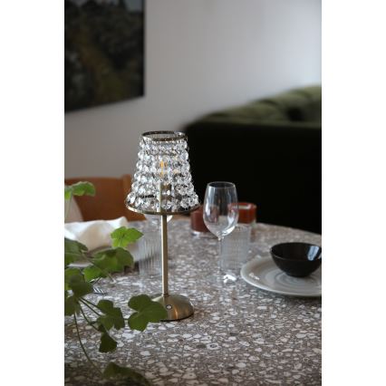 Markslöjd 109125 - LED, fényerőszabályozható, újratölthető, érintésvezérlésű asztali lámpa LIORA 1xE14/2W/2000 mAh sárgaréz