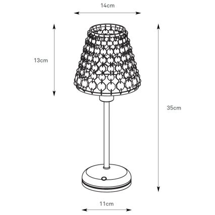 Markslöjd 109125 - LED dimmelhető, újratölthető, érintésvezérlésű asztali lámpa LIORA 1xE14/2W/2000 mAh sárgaréz