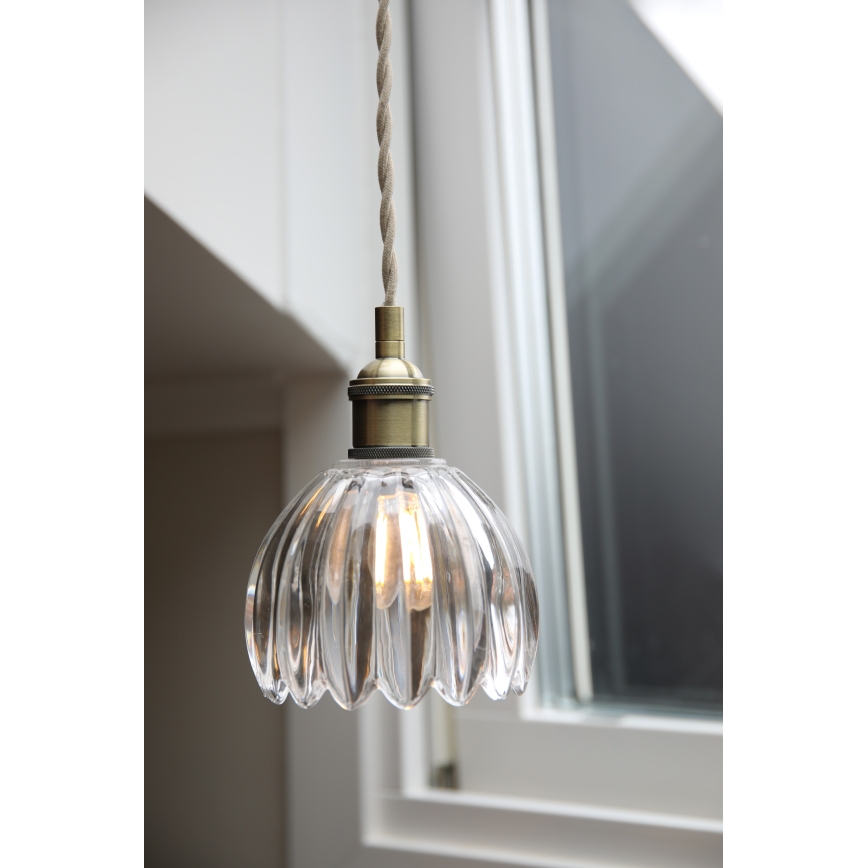 Markslöjd 109136 - GOTA zsinóros függőlámpa 1xE14/40W/230V, átm. 13 cm, sárgaréz/átlátszó