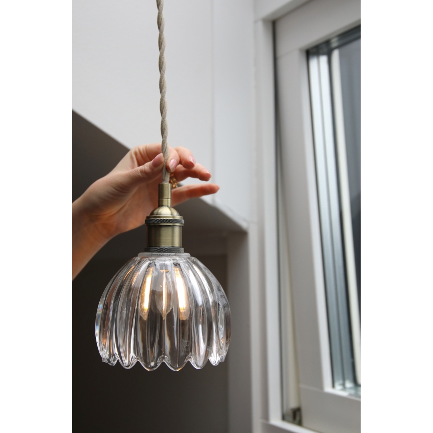 Markslöjd 109136 - GOTA zsinóros függőlámpa 1xE14/40W/230V, átm. 13 cm, sárgaréz/átlátszó