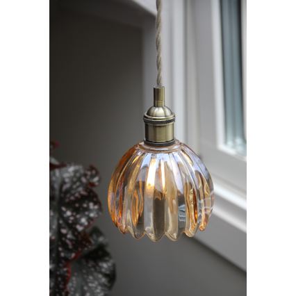 Markslöjd 109137 - Kábeles függeszték GOTA 1xE14/40W/230V átm. 13 cm füstös bézs/sárgaréz