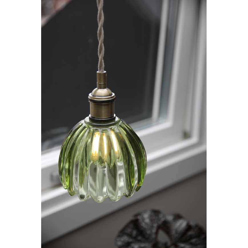 Markslöjd 109138 - GOTA kábeles függeszték 1xE14/40W/230V füstös zöld/sárgaréz