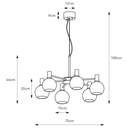 Markslöjd 109153 - Kábeles csillár AMBRA 6xE14/40W/230V átm. 75 cm arany/füstös bézs