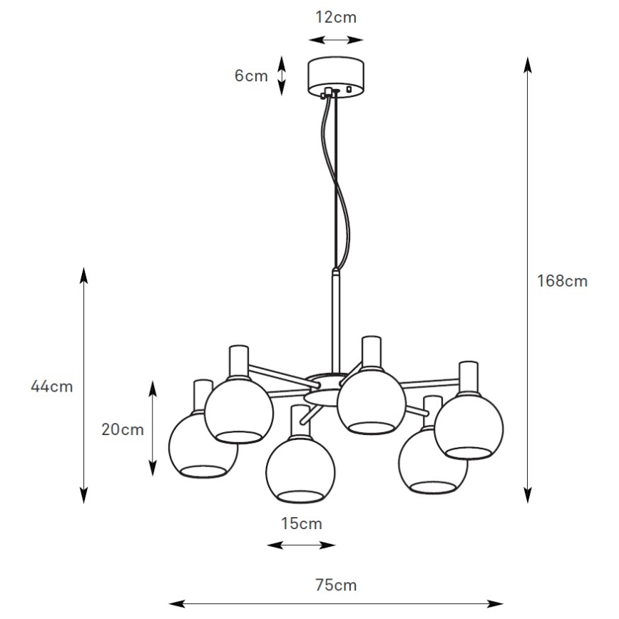Markslöjd 109153 - Kábeles csillár AMBRA 6xE14/40W/230V átm. 75 cm arany/füstös bézs
