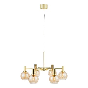 Markslöjd 109153 - Kábeles csillár AMBRA 6xE14/40W/230V arany/füstös bézs