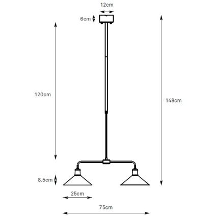 Markslöjd 109160 - VELA rúddal szerelt csillár 2xE27/60W/230V fehér/sárgaréz