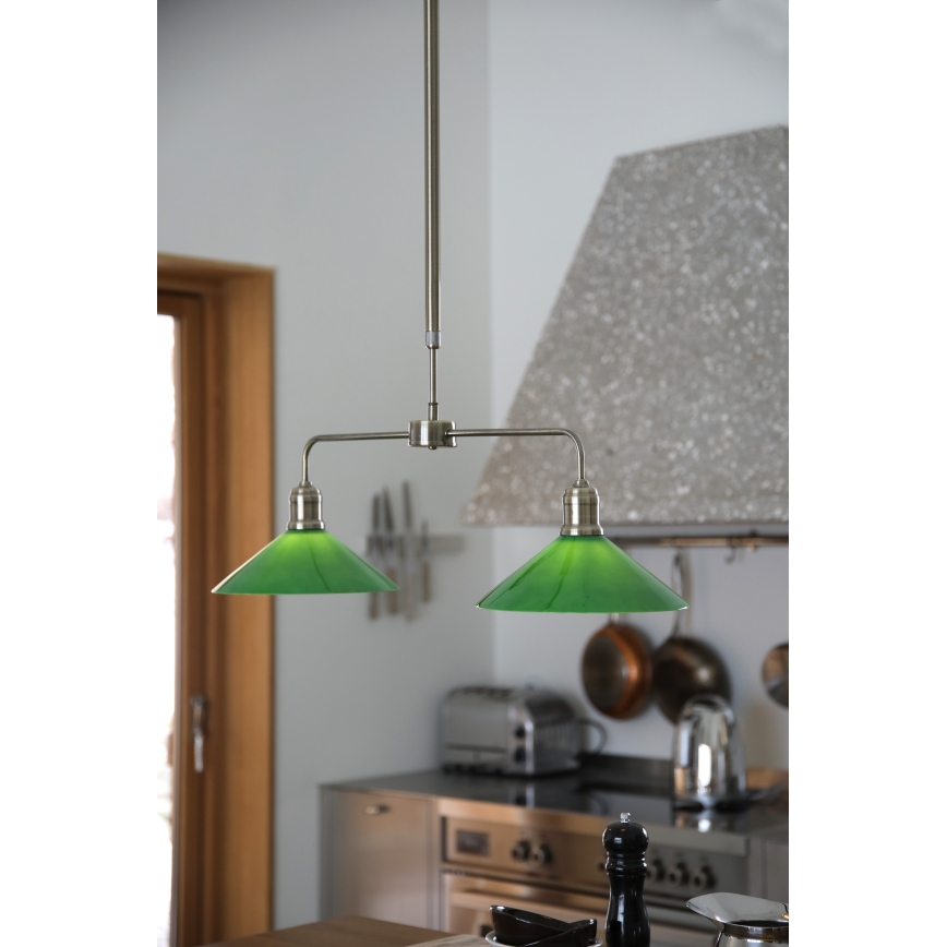 Markslöjd 109161 - VELA rúdon függesztett csillár 2xE27/60W/230V zöld/sárgaréz