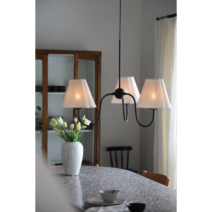 Markslöjd 109172 - Kábeles függőlámpa VEYA 3xE14/40W/230V átm. 90 cm lenvászon/fekete