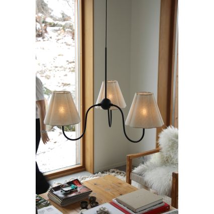 Markslöjd 109172 - Kábeles függőlámpa VEYA 3xE14/40W/230V átm. 90 cm lenvászon/fekete