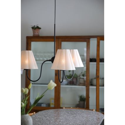 Markslöjd 109172 - Kábeles függőlámpa VEYA 3xE14/40W/230V átm. 90 cm lenvászon/fekete