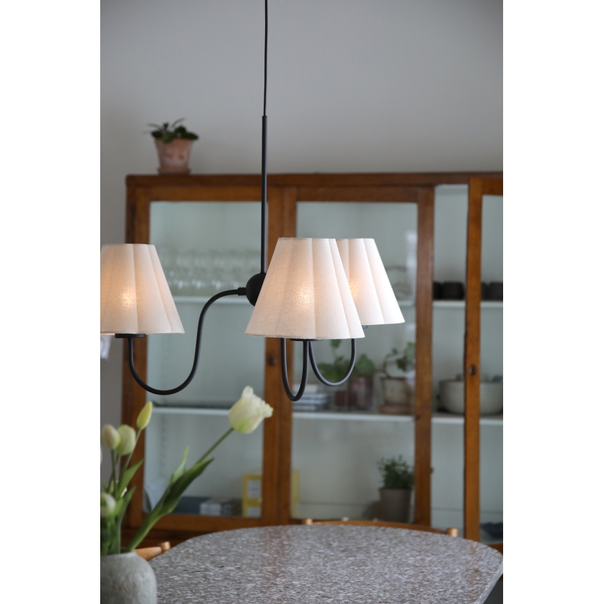 Markslöjd 109172 - Kábeles függőlámpa VEYA 3xE14/40W/230V átm. 90 cm lenvászon/fekete