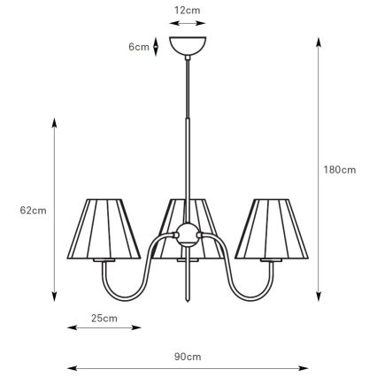 Markslöjd 109172 - Kábeles függőlámpa VEYA 3xE14/40W/230V átm. 90 cm lenvászon/fekete