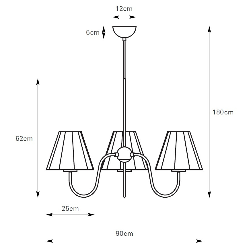 Markslöjd 109172 - Kábeles függőlámpa VEYA 3xE14/40W/230V átm. 90 cm lenvászon/fekete