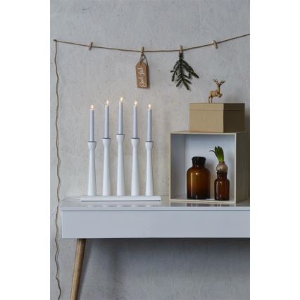 Markslöjd 702229 - Karácsonyi gyertyatartó MASESKÄR 5xE10/3W/230V fehér