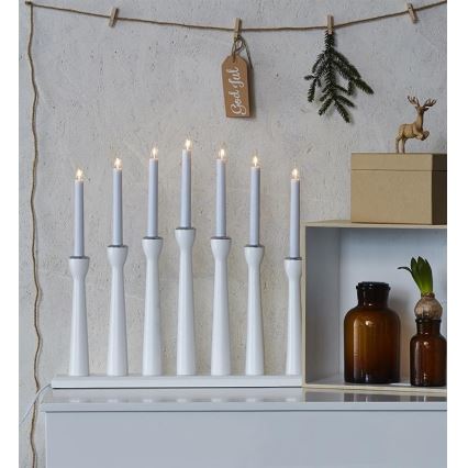 Markslöjd 702232 - Karácsonyi gyertyatartó MASESKÄR 7xE10/3W/230V fehér