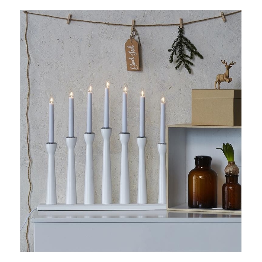 Markslöjd 702232 - Karácsonyi gyertyatartó MASESKÄR 7xE10/3W/230V fehér
