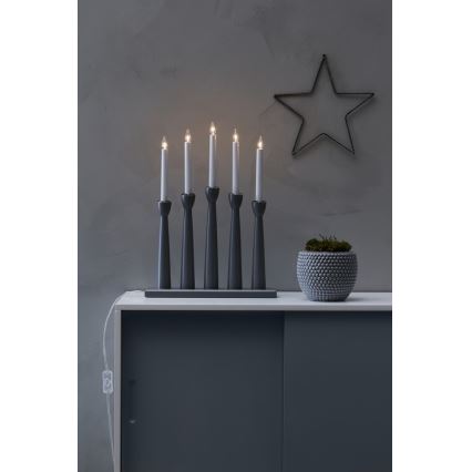 Markslöjd 704197 - Karácsonyi gyertyatartó MASESKÄR 5xE10/3W/230V szürke