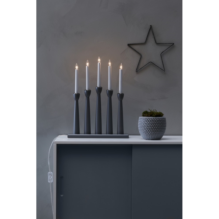 Markslöjd 704197 - Karácsonyi gyertyatartó MASESKÄR 5xE10/3W/230V szürke