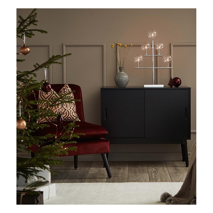 Markslöjd 704820 - Karácsonyi gyertyatartó MAESTRO 5xE5/0,8W/230/12V fényezett króm