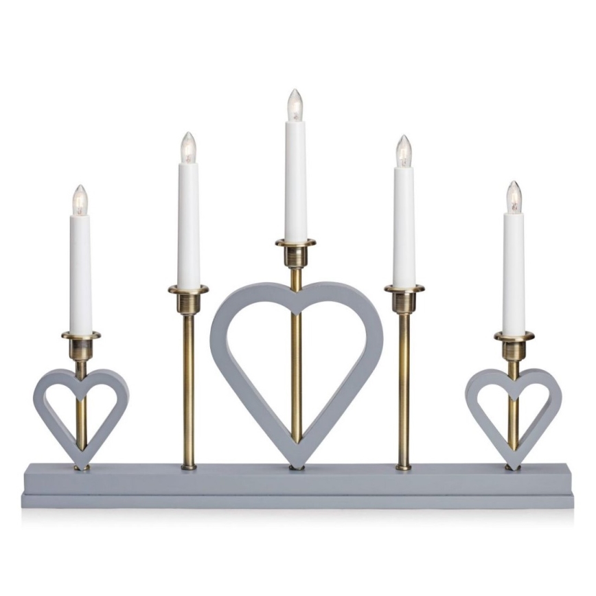 Markslöjd 705831 - Karácsonyi gyertyatartó MELISSA 5xE10/3W/230V szürke