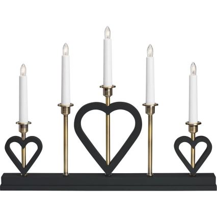 Markslöjd 705938 - Karácsonyi gyertyatartó MELISSA 5xE10/3W/230V fekete/sárgaréz