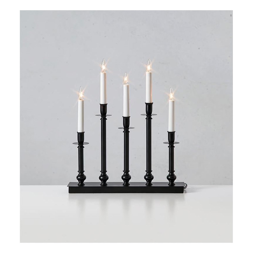Markslöjd 706092 - Karácsonyi gyertyatartó FRATELLO 5xE10/3W/55V fekete