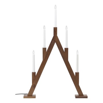 Markslöjd 706471 - Karácsonyi gyertyatartó BJURFORS 5xE10/3W/230V fenyő/barna