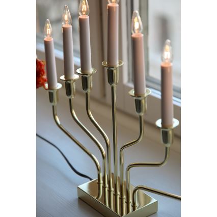 Markslöjd 706561 - Karácsonyi gyertyatartó BROSA 7xE10/3W/230V aranyszínű