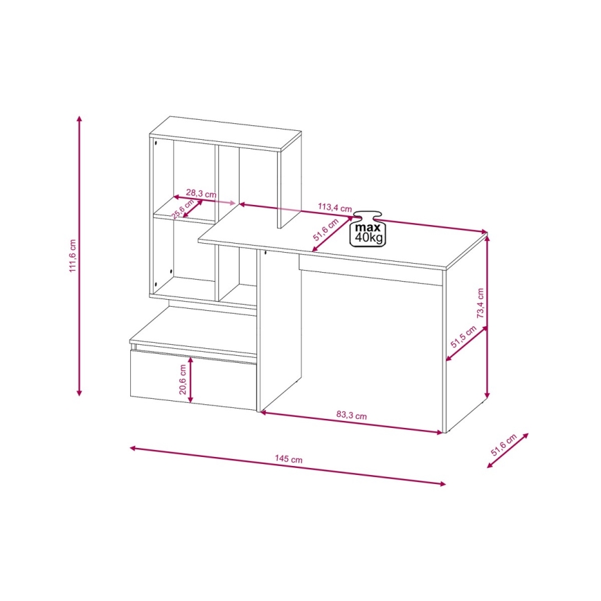 MARLO íróasztal polccal artisan tölgy/antracit
