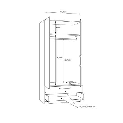 MARO gardróbszekrény 100x213 cm, artisan tölgy