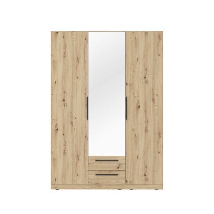 MARO gardróbszekrény tükörrel, 150x213 cm, artisan tölgy