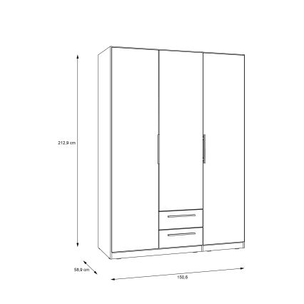MARO gardróbszekrény tükörrel, 150x213 cm, artisan tölgy