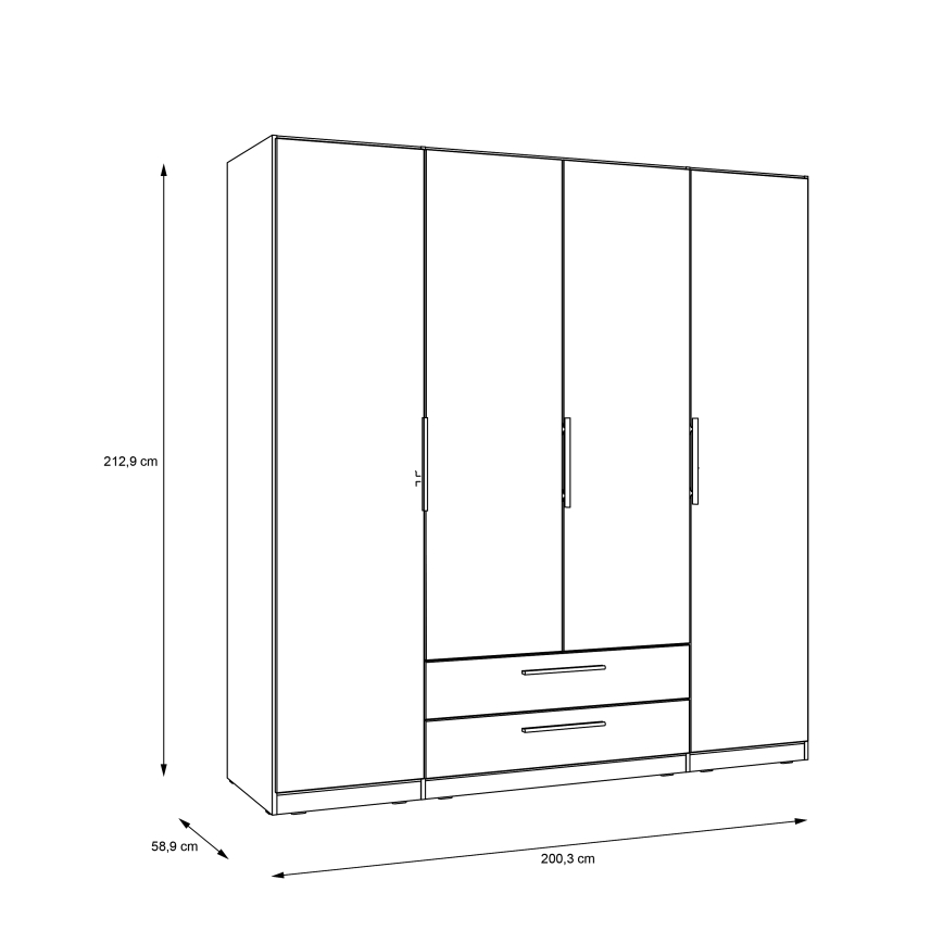 MARO gardróbszekrény tükörrel 200x213 cm artisan tölgy