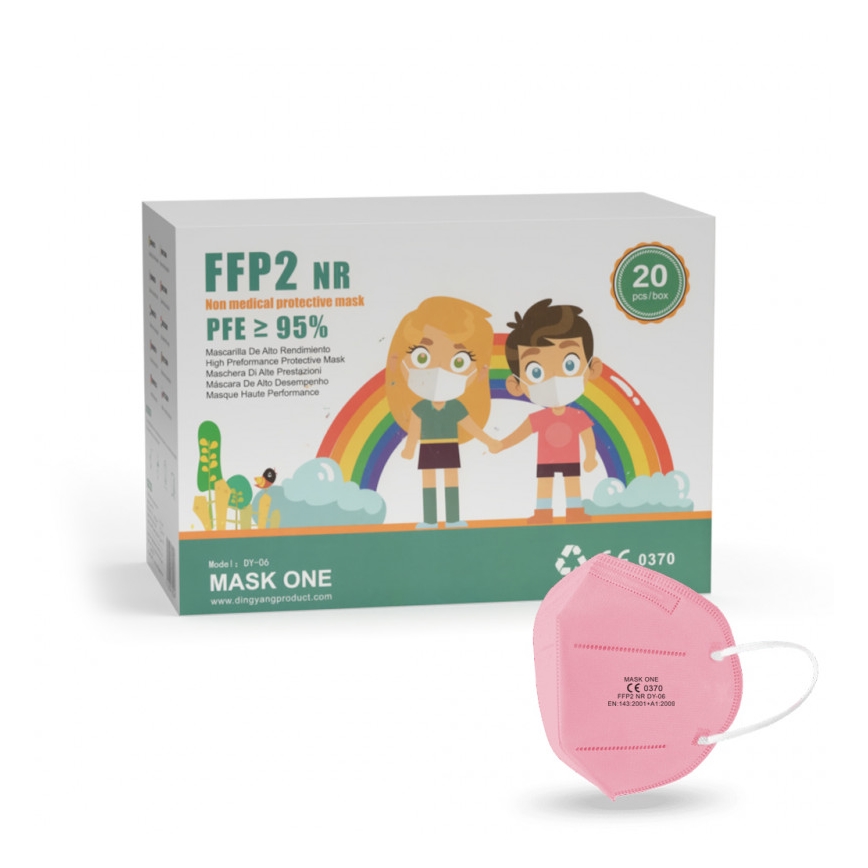Mask One Gyerek maszk FFP2 NR - CE 0370 rózsaszín 50db