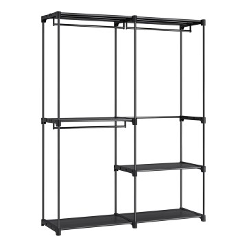 MATIS tárolószekrény polcokkal és akasztórúddal 138x182 cm fekete