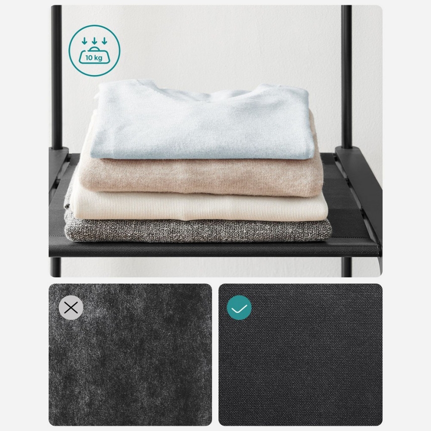 MATIS tárolószekrény polcokkal és akasztórúddal 138x182 cm fekete