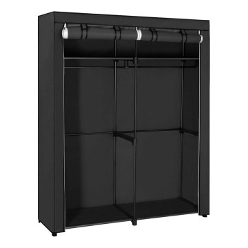 MATIS textilszekrény polcokkal és akasztórúddal, 140 x 174 cm, fekete