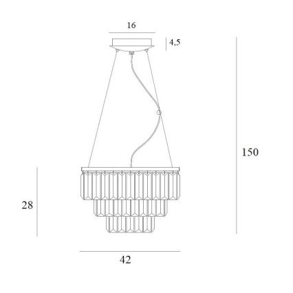 MAXLIGHT P0423 - Csillár zsinóron MONACO 9xG9/40W/230V átm. 42 cm arany