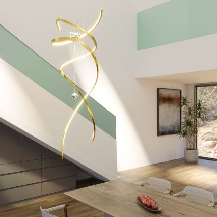 MAXLIGHT P0427D - LED dimmelhető csillár zsinóron RITZ LED/100W/230V átm. 60 cm CRI 90 arany