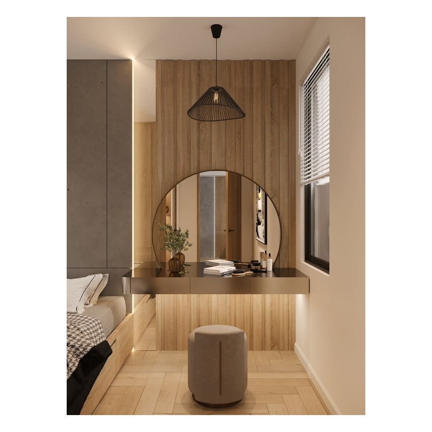 MAXLIGHT P0579 - Csillár zsinóron AMALFI 1xE27/15W/230V átm. 45 cm fekete