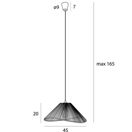MAXLIGHT P0579 - Csillár zsinóron AMALFI 1xE27/15W/230V átm. 45 cm fekete