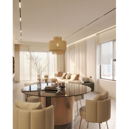 MAXLIGHT P0586 - Csillár zsinóron LABRIZ 1xE27/15W/230V átm. 35 cm bézs