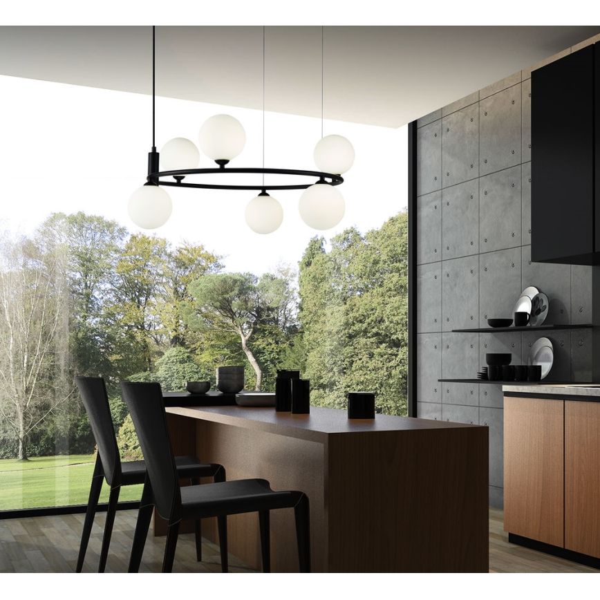 Maytoni MOD013PL-06B -  Csillár zsinóron RING 6xG9/25W/230V fekete