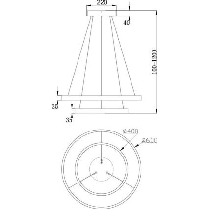 Maytoni MOD058PL-L55B3K - LED Csillár zsinóron RIM LED/61W/230V 3000K átm. 60 cm fekete
