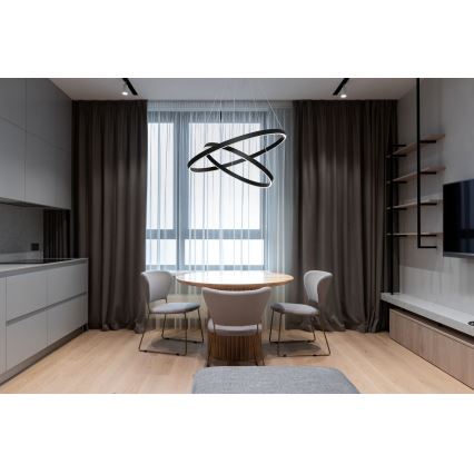 Maytoni MOD058PL-L74B3K - LED Csillár zsinóron RIM LED/88W/230V 3000K átm. 80 cm fekete