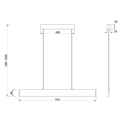 Maytoni P010PL-L23G3K - LED Csillár zsinóron STEP LED/23W/230V 3000K 91 cm arany
