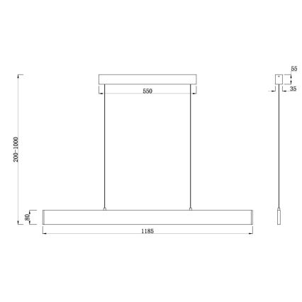Maytoni P010PL-L30B4K - LED Csillár zsinóron STEP LED/30W/230V 4000K 118,5 cm fekete