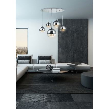 Maytoni P140-PL-170-5-N - Csillár zsinóron FERMI 5xE27/60W/230V fényezett króm