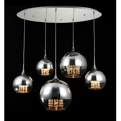 Maytoni P140-PL-170-5-N - Csillár zsinóron FERMI 5xE27/60W/230V fényezett króm